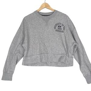 Under Armour Iron Paradise Cropped Fleece Pullover Sweatshirt Womens Medium Grey